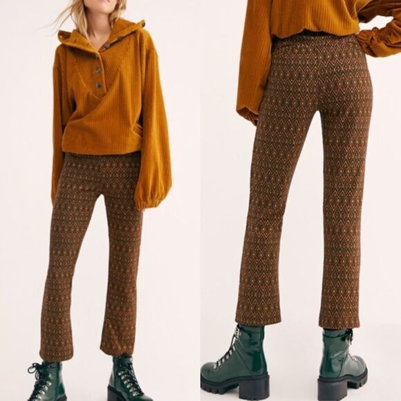 Free People Pants - Free People Cropped High Rise Print Knit Argyle Pants
